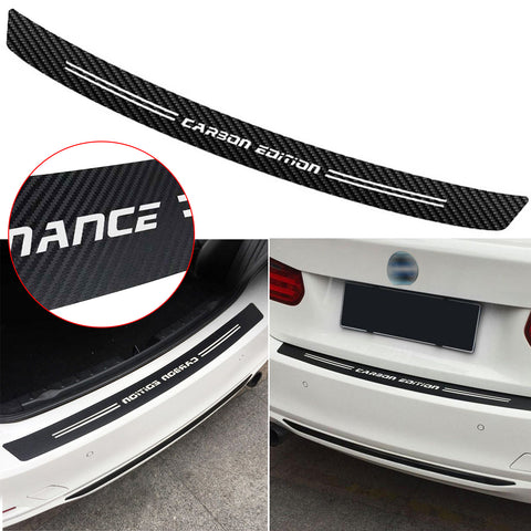 Carbon Fiber Pattern Rear Trunk Sill Scratch Protector Vinyl Decal Rear Bumper Guard Sticker Trim for BMW 1 2 3 4 5 6 7 Series M3 M4 Z4, 35.43"