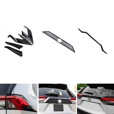 Glossy Black Rear Taillight Trunk Upper Lid Cover Trim For Toyota RAV4 2019-2024