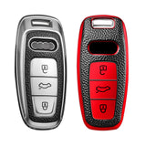 Silver TPU Leather Full Protect Remote Smart Key Fob Cover For Audi A6L A7 A8