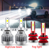 4pcs for Toyota Tundra 2014-2019 LED Headlight Low High Beam Fog Light Bulbs Package Combo Kit Super Bright Xenon White 6000K