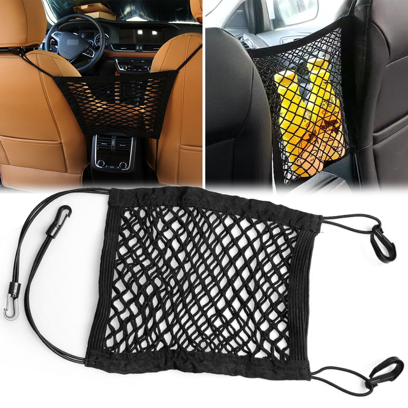 Universal Elastic Mesh Net Bag Car Seat Organizer Luggage Storage Holder  Pocket Black Interior Organization - Yahoo Shopping
