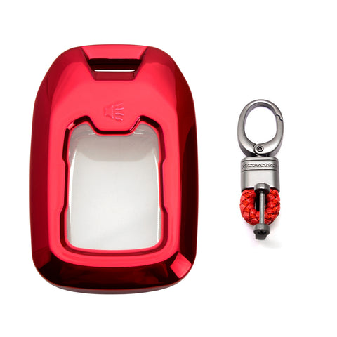 Red Soft TPU Full Protect w/Button Key Fob Cover w/Keychain For Chevy GMC Yukon/XL/Denali