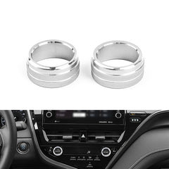 2pcs Silver Air Condition Switch Ring Decor Overlay Trim For Toyota Camry 2021+