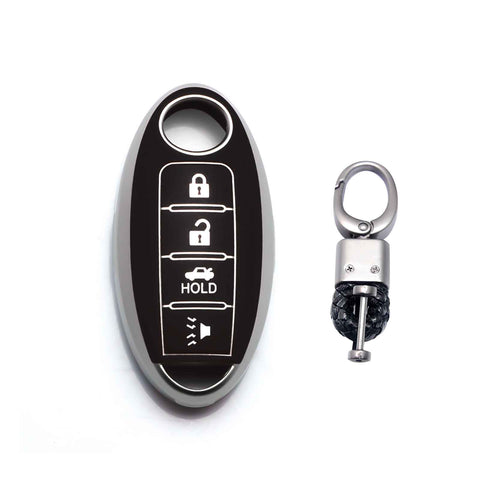 Black Remote Key Fob Shell Cover Case Protector w/Keychain For Nissan Altima Maxima Sentra