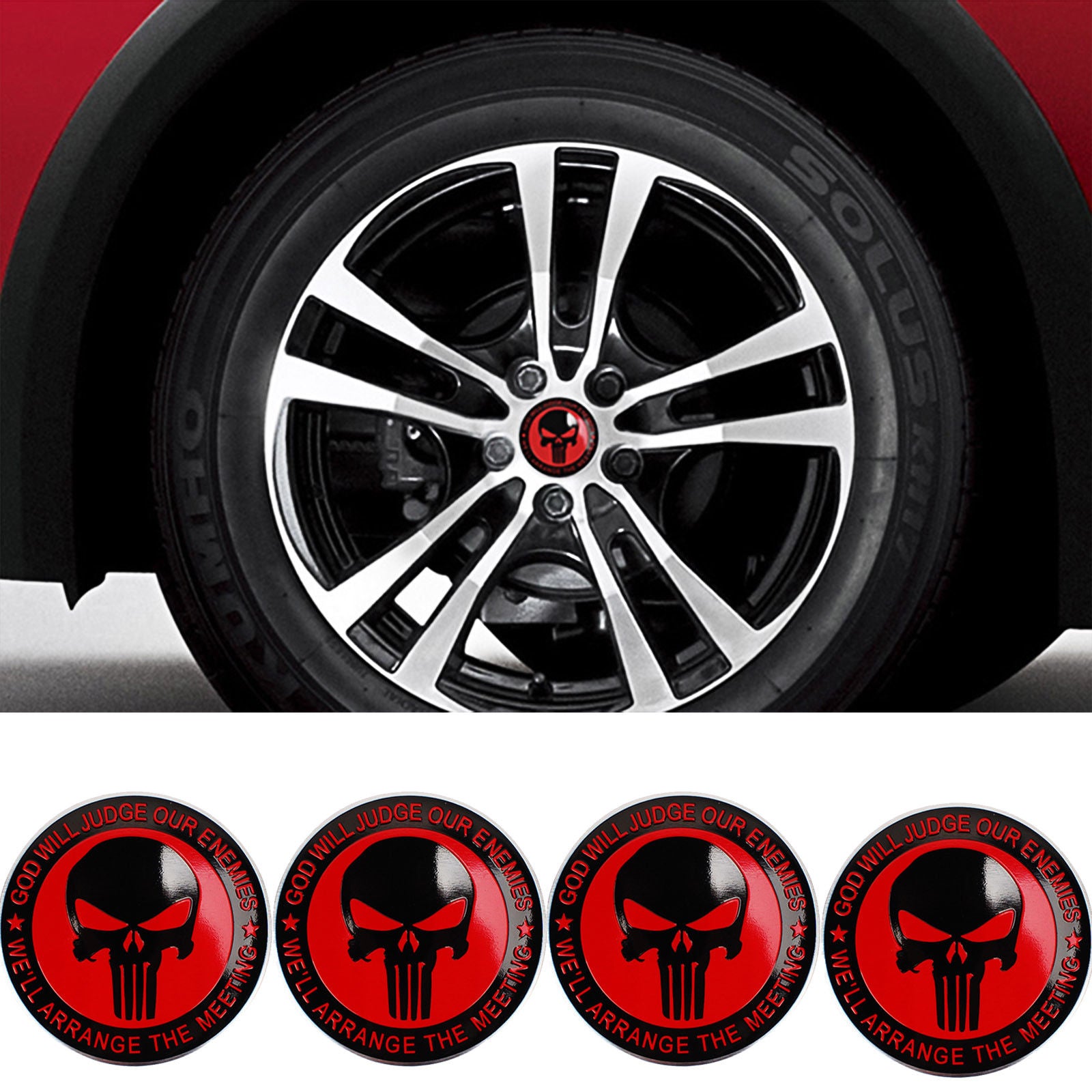 56mm Punisher Sticker Alloy Car Hub Center Hub Cap Car Wheel