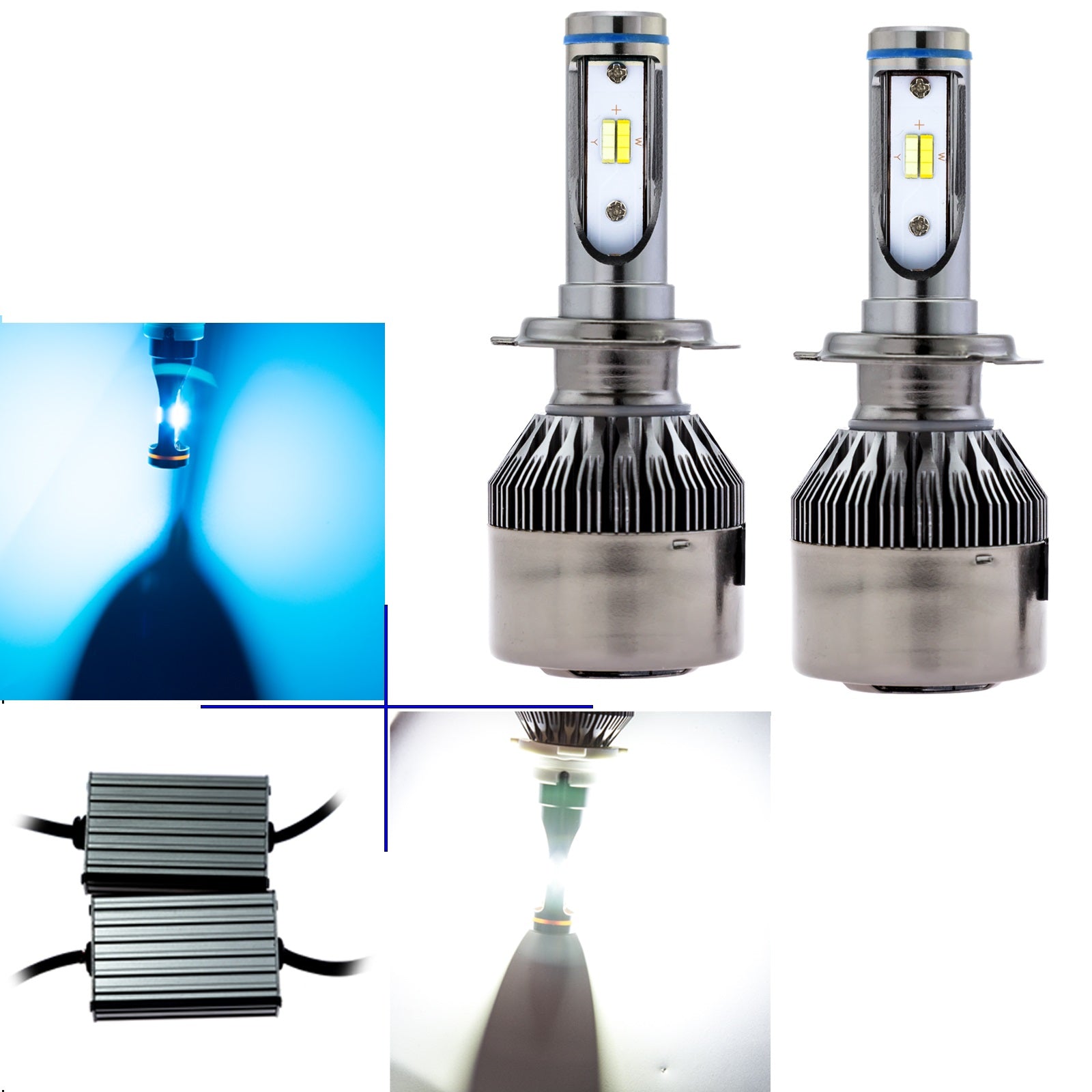 Xotic Tech 2pcs 6000K 8000k Dual Color White/ Ice Blue H10 9140 9145 L ...