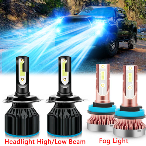 for Toyota Tundra 2014-2019 LED Headlight High Low Beam Fog Light Bulb Combo Package Kit 8000K Ice Blue