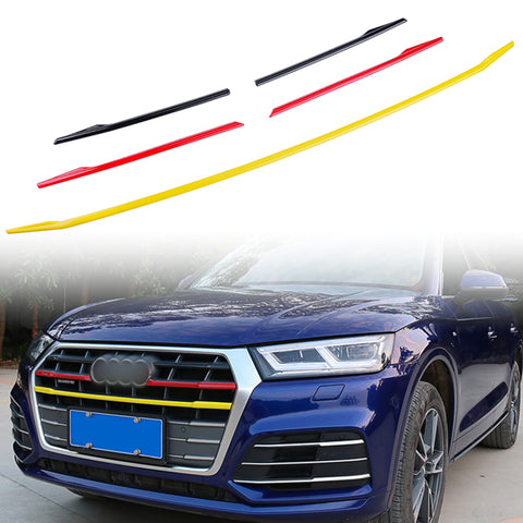 5pcs Germany Flag Style Front Kidney Grille Grill Insert Strip Trim Cover for Audi A4 2017-2018 2019