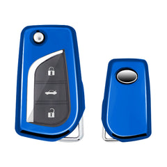 1X Blue Shockproof Flip Key Fob Cover Case For Toyota Corolla Yaris 2/3/4 Button