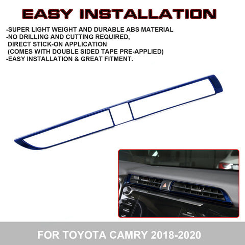 ABS Carbon Fiber / Red ABS Middle Air Vent Outlet Trim for Toyota Camry 2018 2019 2020