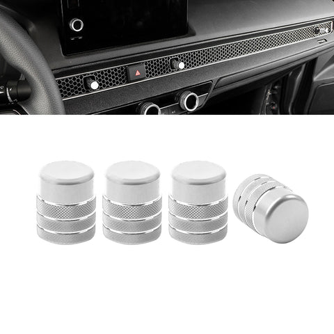 For Honda Civic 11th Gen 2022+ Silver Console AC Air Outlet Knob Overlay Trim 4X