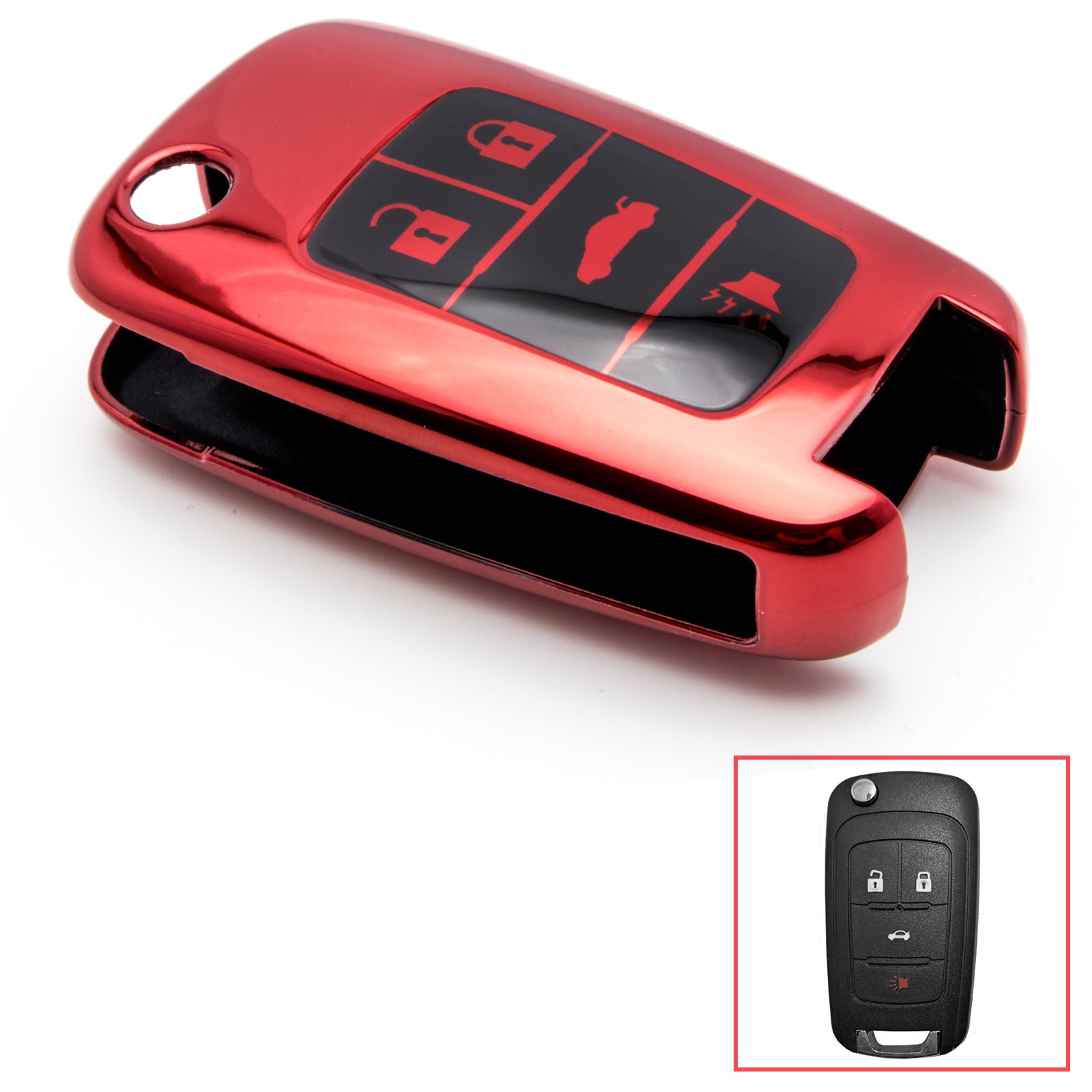Leather Keychain Remote Key 4 Button Tpu Car Key Case Cover for