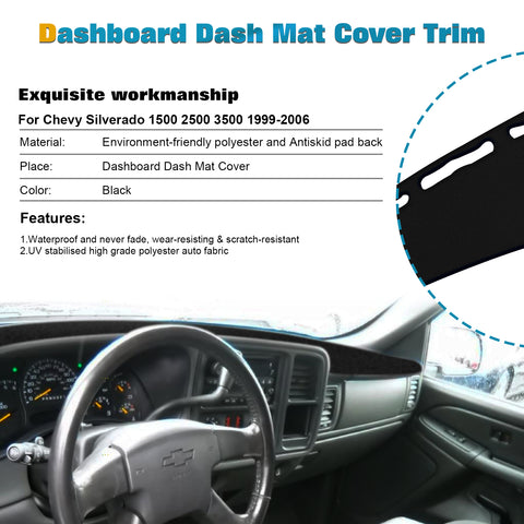 Dash Cover Mat For 2001-2006 Chevy Silverado 1500 2500 Tahoe Gray Dashboard  Pad