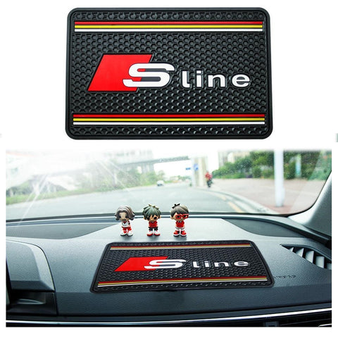 Black S-Line Car Dashboard Non-slip Rubber Mat Sticky Phone Holder for Audi