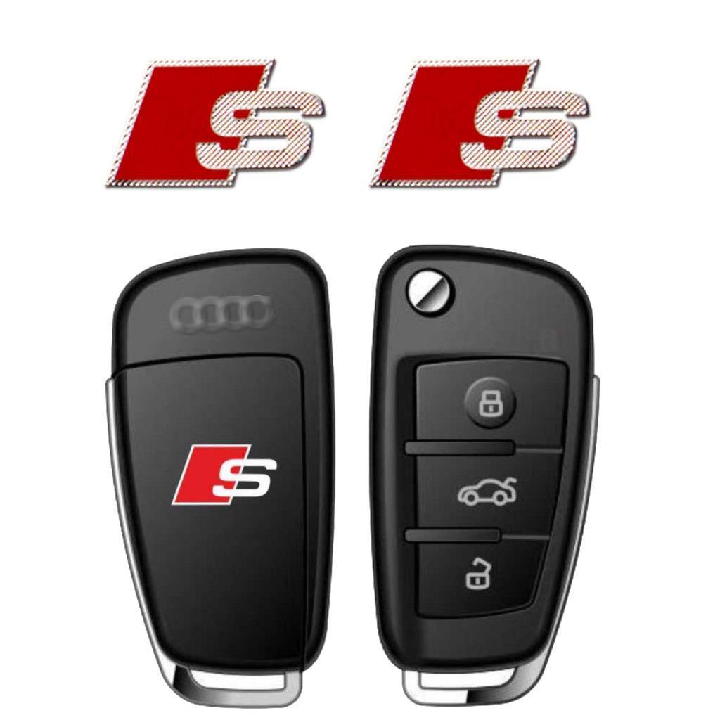 2 x Audi S-line Logo Badge Car Remote Key Fob Decal Steering Wheel