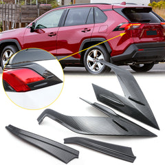 4pcs for Toyota RAV4 2019 2020 Taillight Rear Light Frame Cover Trim, Sporty ABS Carbon Fiber Car Rear Lamp Cover Molding