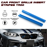 Front Grille Insert Trims Stripes, Front Center Kidney Grilles Trim Compatible with BMW 1 2 3 4 5 6 7 Series F20 F22 F30 F32 G30 G32 G11 (Blue)