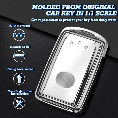 Silver Soft TPU Full Protect Remote Smart Key Fob Cover For Mazda 3 2019-2021