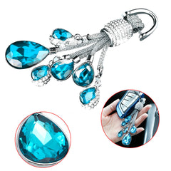 Blue / Pink / Red Universal Fit Car Key Chain Ring, Water-drop Shining Crystal Jewelry Keychain Bling Diamond Key Holder Ring, Cute Decoration Accessories