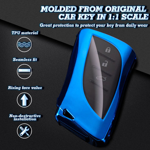 Blue Soft TPU Full Protect Remote Control Key Fob Cover For Lexus ES350 2018-up