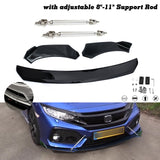 Front Bumper Lip Chin Spoiler Splitter Diffuser Protector Guard Gloss Black 3pcs Universal Fit For Most Cars Auto Front Trim Body Kit