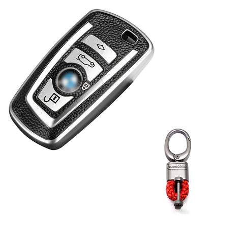 Silver Full Cover Smart Key Fob Exact Fit Cover w/Keychain For BMW F20 F21 F22 F25 F30 F31