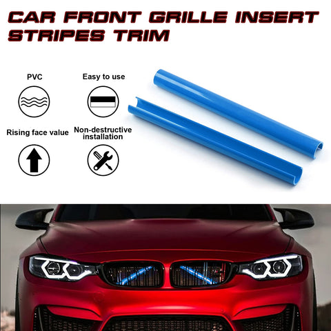 Front Grille Insert Trims Stripes, Front Center Kidney Grilles Trim Compatible with BMW 3 Series G20 G21 2020-2022 (Blue)