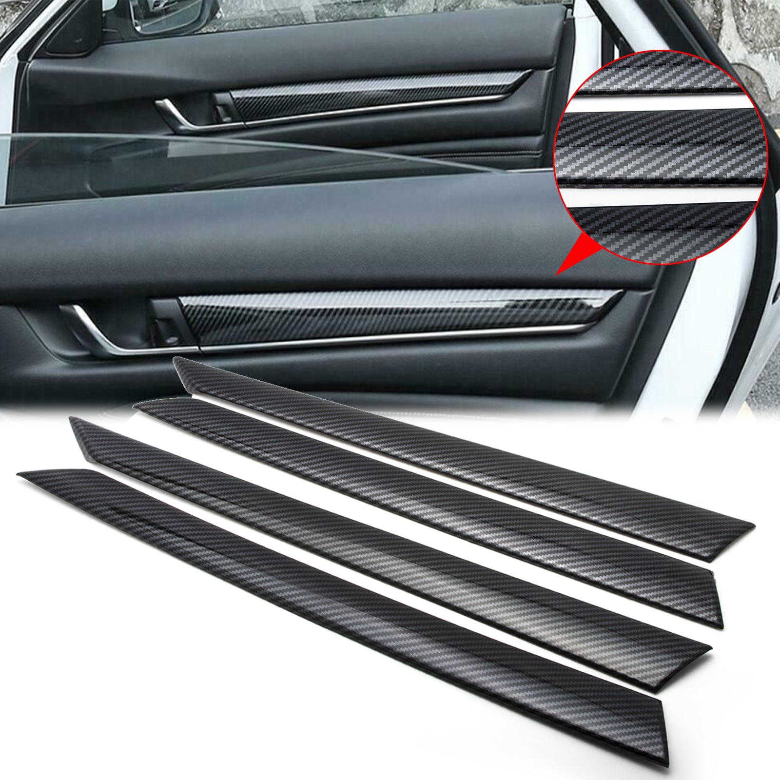 Car Door Molding , Door Cover , Designed for /Y Auto Accessories Interior Modification Styling - Carbon Fiber, Size: 10.2 x 2.4 x 1.4, Gray