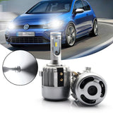 2x H7 6000K White LED Headlight Kit with Retainer Adapter Clip Holder, 8400LM High Low Beam Headlight Bulb Conversion Kit
