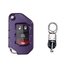 Purple Black Soft TPU Anti-dust Remote Control Key Fob Cover w/Keychain For Jeep Wrangler 2018-21