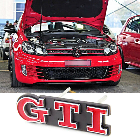 1x GTI Front Grille Badge for Volkswagen VW GTI GOLF MK1 MK2 Grill Chrome Auto Emblem Red