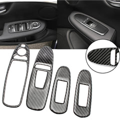 4pcs Carbon Fiber Pattern Car Door Window Lock Panel Frame Cover Window Lift Switch Bezel Trim Driver Passenger Side for Infiniti Q50 Q60 2017-2022