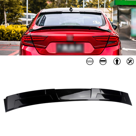 Exterior Rear Window Windshield Roof Visor Deflector Spoiler Wing Trim Compatible with Honda Accord Sedan 10th Gen 2018-2021, Glossy Black