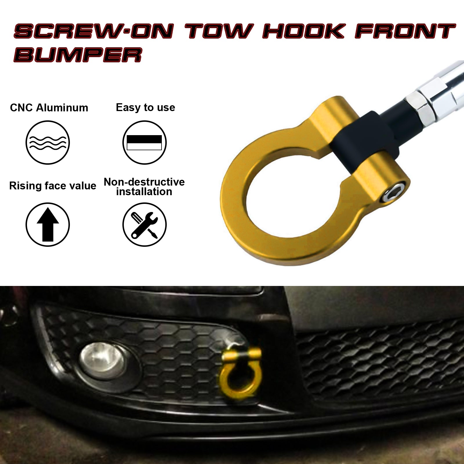 Gold Track JDM Style Aluminum Tow Hook For BMW 2 3 4 Series Mini