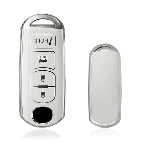 White Soft TPU Leather Shockproof Smart Entry Key Fob Cover For MAZDA 3 2009-23