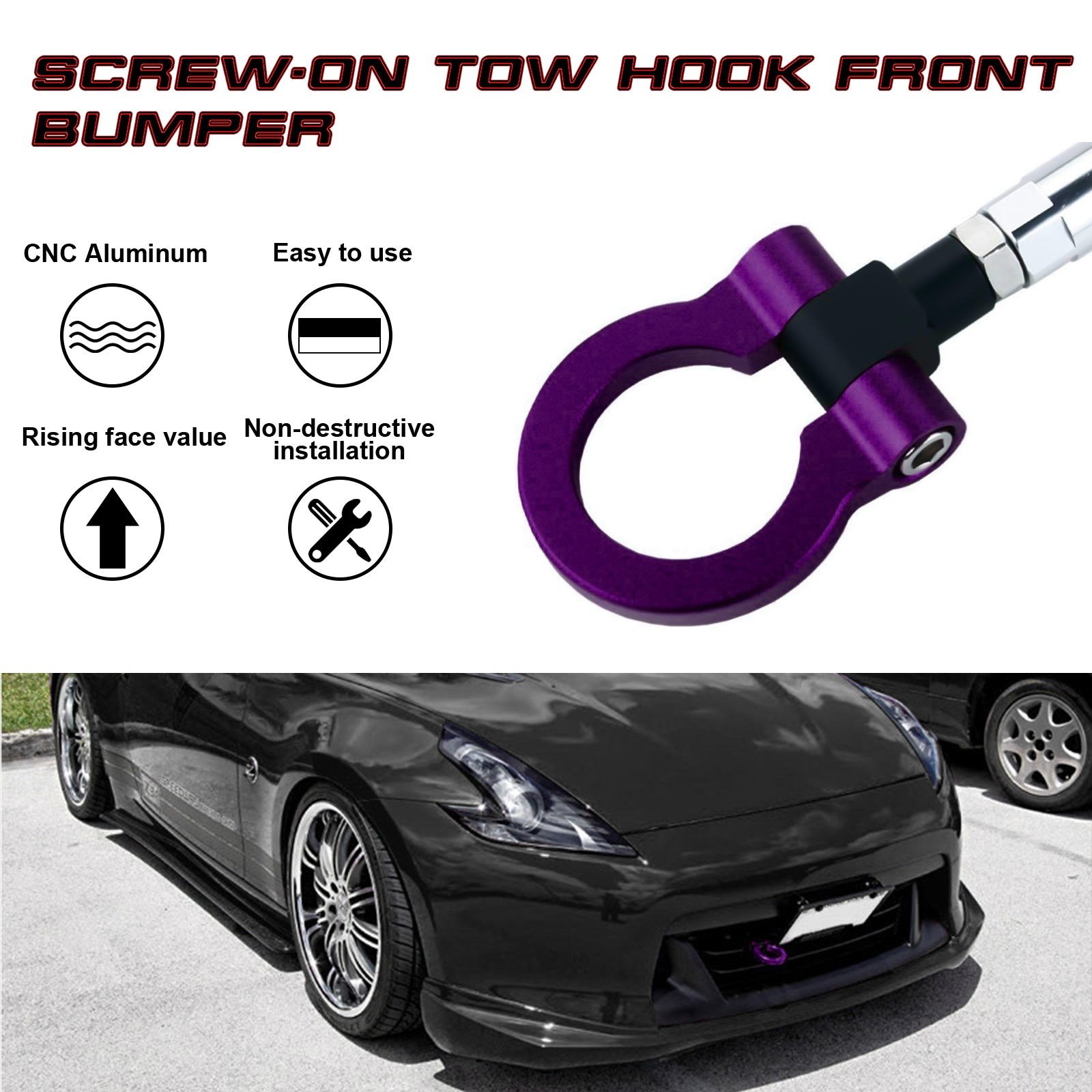 Ryck Motoring TH41 Red Aluminum Tow Hook – Sport Racing Style – Fits Mini Cooper R50/R53/R56 & BMW 325i