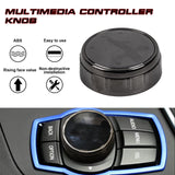 Console Multimedia Knob Switch Button Cover Trim Compatible with BMW 2 3 4 5 7 X3 X4 X5 X6 5-Button iDrive（Black）