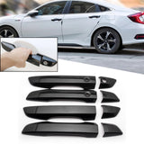 Sporty Carbon Fiber Style / Styling ABS Chrome Car Door Exterior Handle Cover Trim Guard for Honda Civic 2016-2019