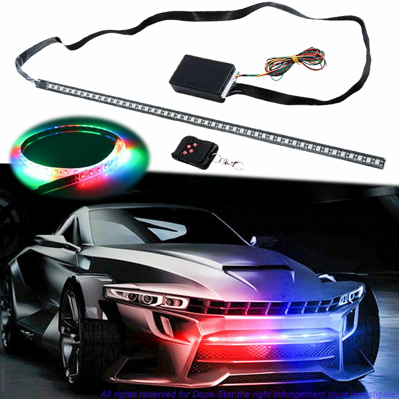 RGB Knight Rider LED Scanner Light Strip, 21'' 48-SMD Multicolored LED ...