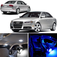 2008 - 2013 Audi B8 model A4 S4 10x-Light LED SMD Full Interior Lights Package Kit White \ Blue