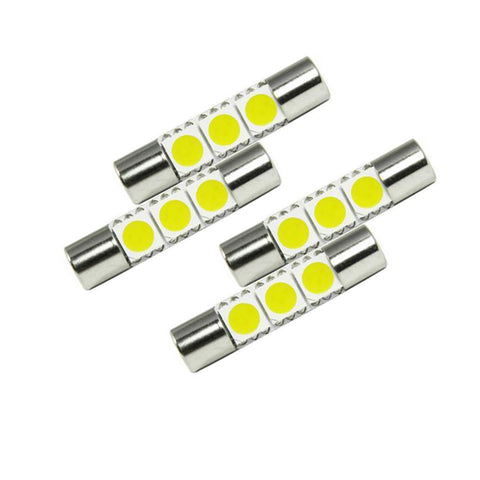 4pcs Xenon White / Ice Blue3-SMD 6641 Fuse LED Replacement Bulbs For Visor Vanity Mirror Lights Package Fit
