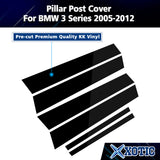 Door Window Trim Pillar Post Blackout Overlay Pre-cut Genuine Vinyl KK Decal Sticker Cover Wrap Protection For BMW 3-Series E90 320i 325i 328i 330i 335i 2005-2012 - Gloss Black