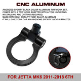 Black CNC Aluminum Sporty Racing Style Tow Hook For Volkswagen VW Jetta 2015-18