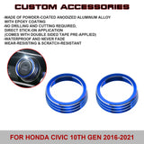 For Honda Civic 10th Gen 2016-21 Blue Air Condition Switch Ring Decoration Cover