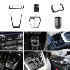 Full Set Carbon Fiber Style Interior Center Console AC Control Panel Gear Shift Lever Water Cup Holder Armrest Box Accessories Cover Trim Combo Kit, Compatible with Toyota Rav4 2019-2024