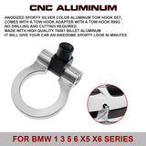 Silver CNC Euro Racing Style Tow Hook For BMW 1 3 5 Series X5 X6 Mini Cooper R55
