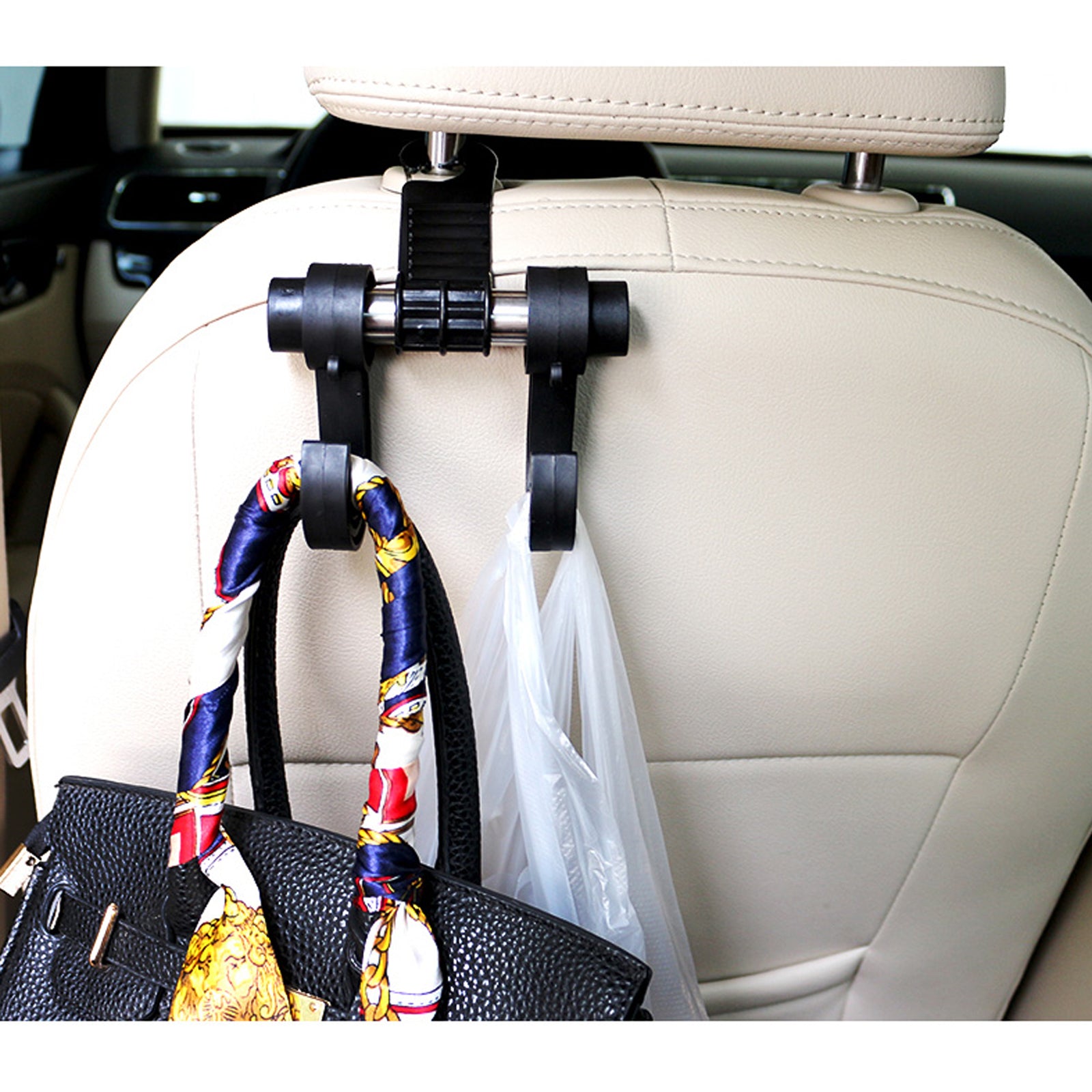 Muiltifunction Car Back Seat Double Hook Headrest Hanger Handbag