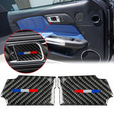 Real Carbon Fiber 3-Color Bar Door Handle Bowl Cover For Ford Mustang 2015-up
