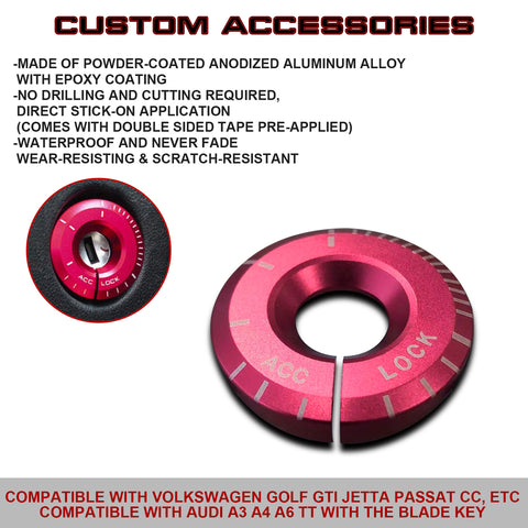 Red Engine Ignition Keyhole Ring Cap Cover For VW Golf GTI Jetta Audi A3 A4 TT