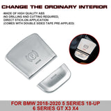 2Pcs Silver Gear P Brake+Hold Function Button Cover For BMW F10 5 Series 18-19